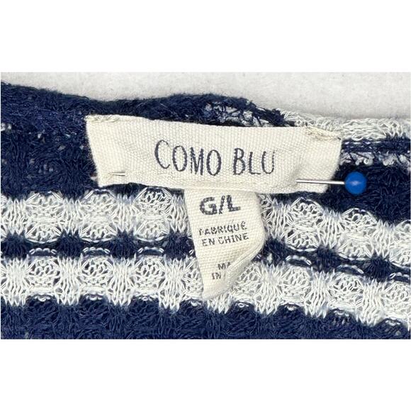 Como Blu Blue White Striped Hoodie Sweater L - Picture 4 of 6